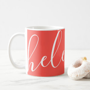 Moderner Schriftzeichen-Name in Coral Personalisie Kaffeetasse