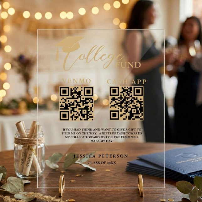 Moderner Schulabschluss Hochschulfonds QR-Code  Acrylschild (Von Creator hochgeladen)
