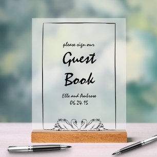 Moderner Schwan Chic Bitte unterschreiben Sie unse Acrylschild