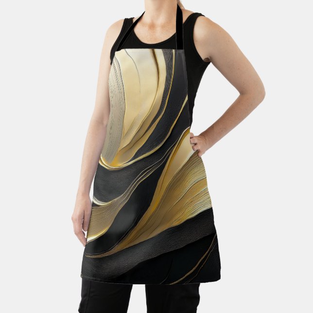 Moderner Schwarz/Gold Abstrakt Luxus- Schürze (InSitu)