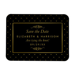 Moderner Schwarz-Gold-Foil-Effekt Save the Date Magnet