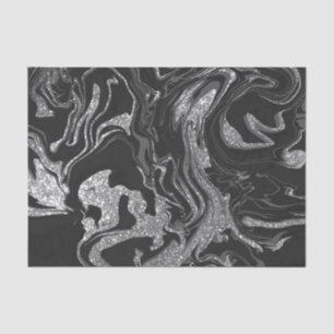Moderner Schwarz-Grau-Silbermor-Glitzer Seidenpapier