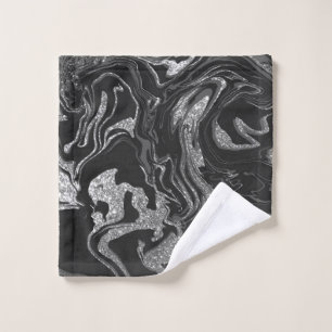 Moderner Schwarz-Grau-Silbermor-Glitzer Waschlappen
