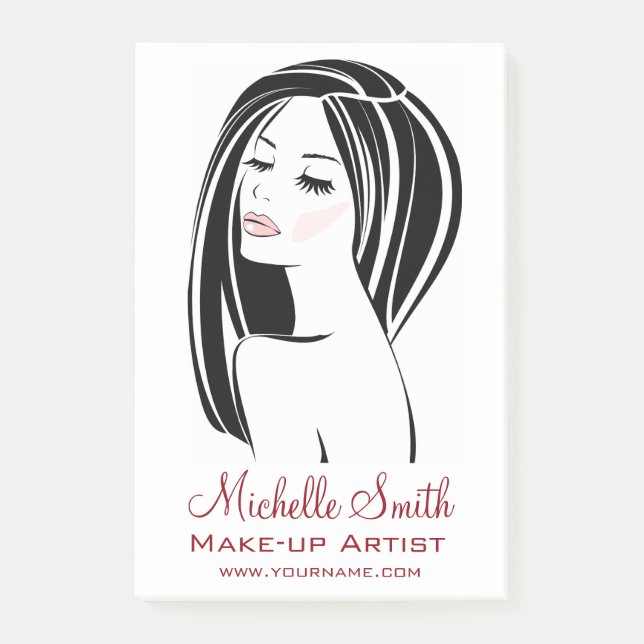 Moderner Schwarz-Hellrosa-Chic Eyelash Makeup Arti Post-it Klebezettel (Vorderseite)