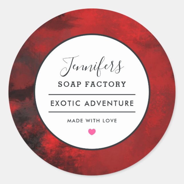 Moderner Schwarz-Rot-Abstrakt-Kerzenschein Runder Aufkleber (Vorderseite)