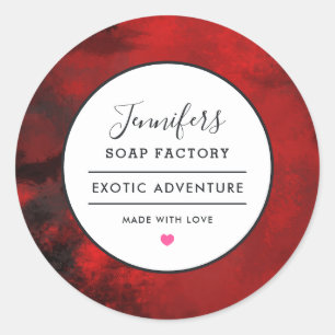 Moderner Schwarz-Rot-Abstrakt-Kerzenschein Runder Aufkleber