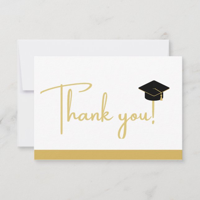 Moderner Schwarz-Weiß-Abschluss Danke, C Dankeskarte (Vorderseite)