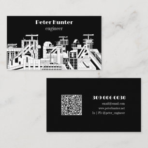Moderner Schwarz-Weiß-Architektur-Ingenieur Visitenkarte