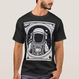Moderner Schwarz-Weiß-Astronauten Männer-T - Shirt