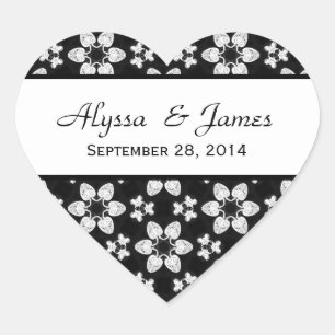 Moderner Schwarz-Weiß-Brautpavillon ST003 Herz-Aufkleber