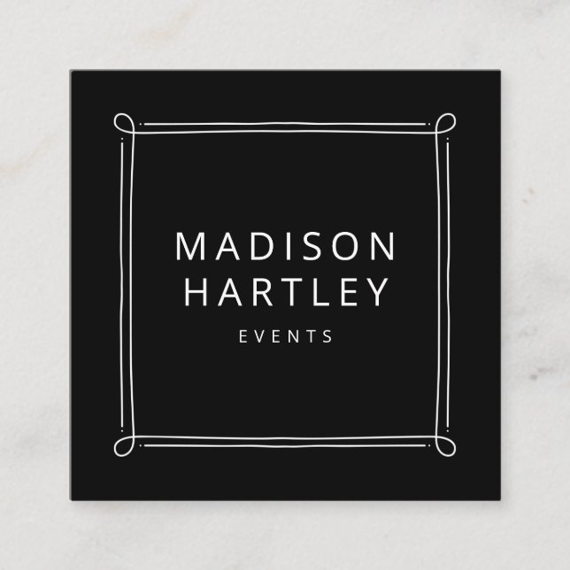 Moderner Schwarz-Weiß-Dekorrahmen Quadratische Visitenkarte (Vorderseite)