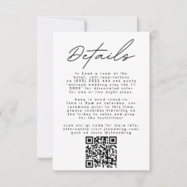 Moderner Schwarz-Weiß-einfacher Text Hochzeit QR C RSVP Karte