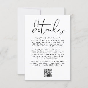 Moderner Schwarz-Weiß-Eleganter Text Hochzeit QR C RSVP Karte