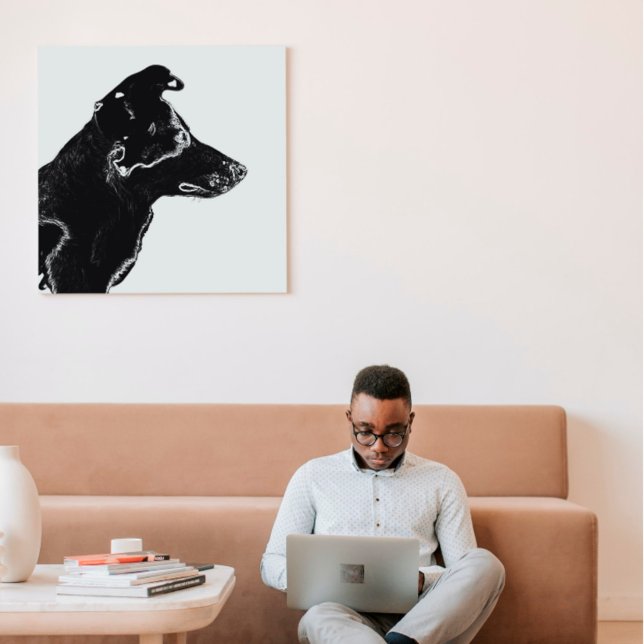 Moderner Schwarz-Weiß-Foto-Sketch-Hund Leinwanddruck (Von Creator hochgeladen)