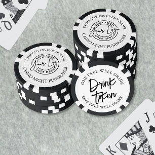 Moderner Schwarz-Weiß-Getränketoken Pokerchips