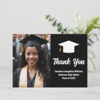 Moderner Schwarz-weiß Graduate Foto Abschluss