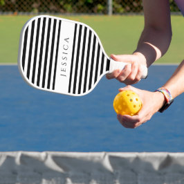 Moderner Schwarz-Weiß-Individuelle Name Pickleball Schläger