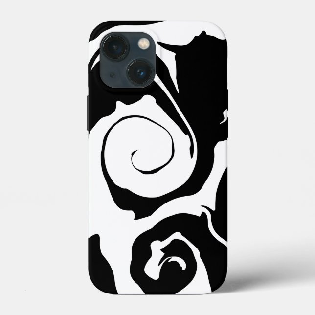 Moderner Schwarz-Weiß-Marmor-Swirl Case-Mate iPhone Hülle (Rückseite)