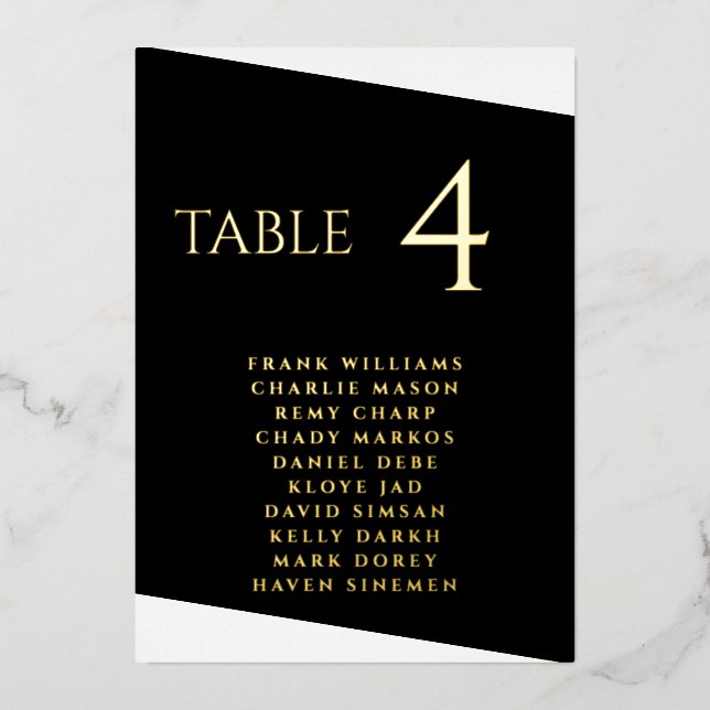 Moderner Schwarz-Weiß-Real-Foil Folieneinladung (Vorderseite)