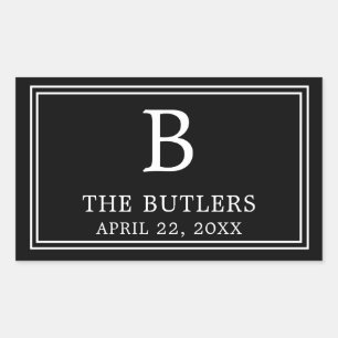 Moderner Schwarz-Weiß-Rechteck-Aufkleber Rechteckiger Aufkleber