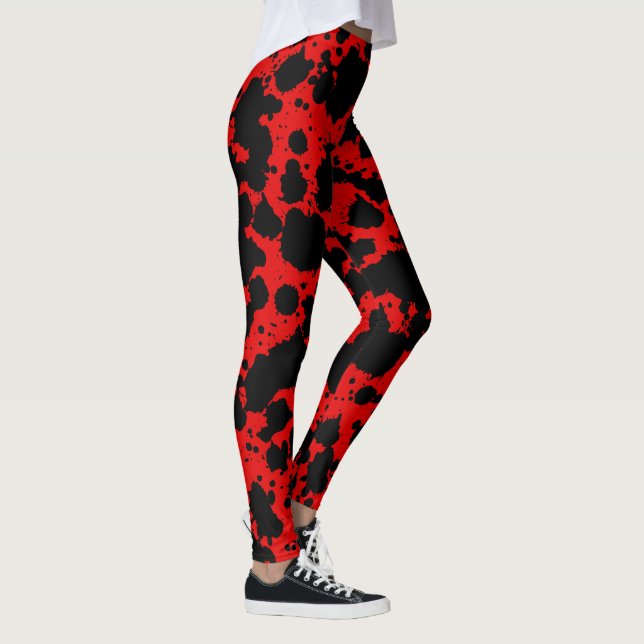 Moderner Schwarz-Weiß-Roter Spritzer Funny Leggings (Rechts)