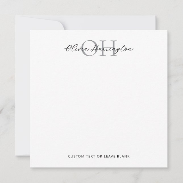 Moderner Schwarz-Weiß-Script-Klassiker Mitteilungskarte (Vorderseite)