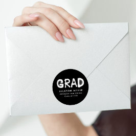 Moderner Schwarz-Weiß-Spray-Paint-Abschluss Runder Aufkleber