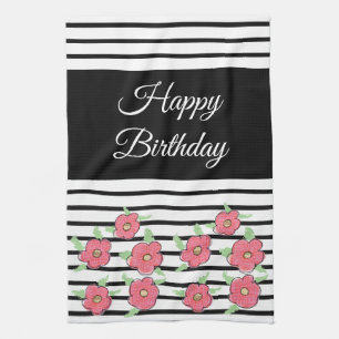 Moderner Schwarz-Weiß-Streifen Geschirrtuch