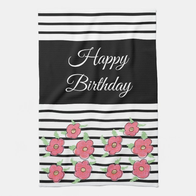 Moderner Schwarz-Weiß-Streifen Geschirrtuch (Vertikal)