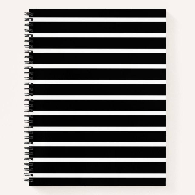 Moderner Schwarz-Weiß-Streifen Notizbuch (Vorderseite)