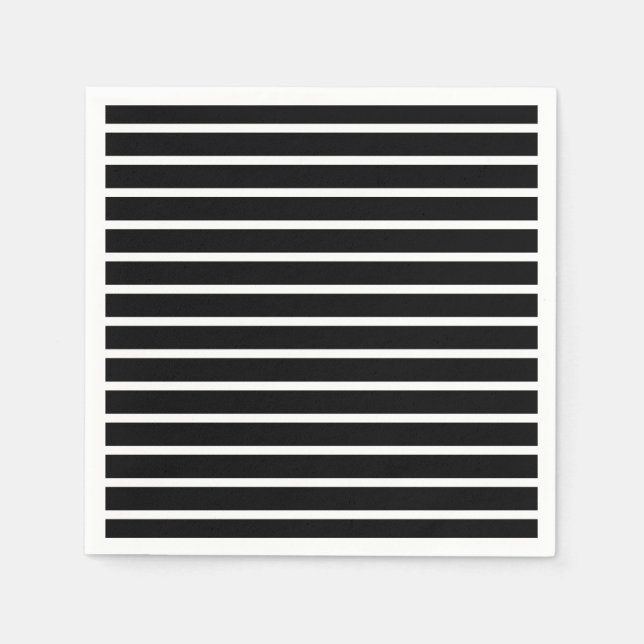Moderner Schwarz-Weiß-Streifen Serviette (Vorderseite)