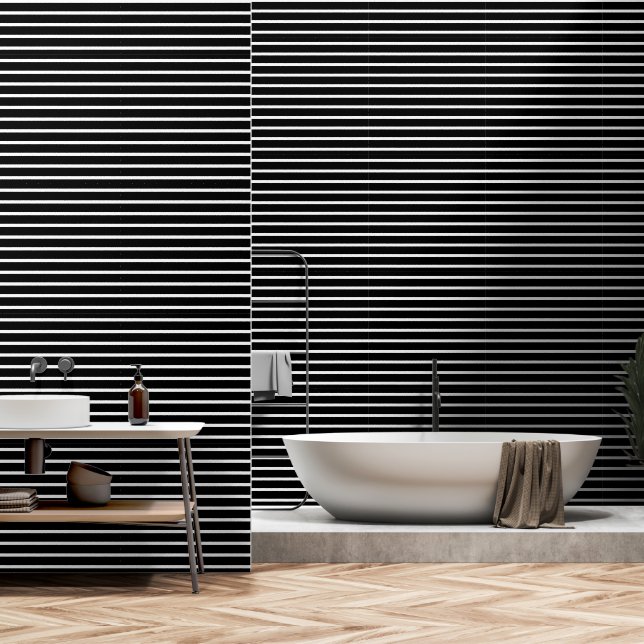Moderner Schwarz-Weiß-Streifen Tapete (Badezimmer)