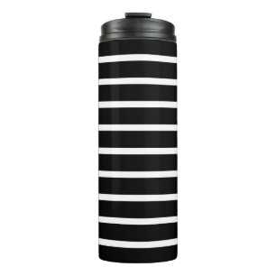 Moderner Schwarz-Weiß-Streifen Thermosbecher