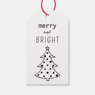 Moderner Schwarz-Weiß-Weihnachtsbaum Geschenkanhänger