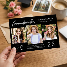 Moderner Schwarz-weißer 3-Fotolage-Abschluss Ankündigung