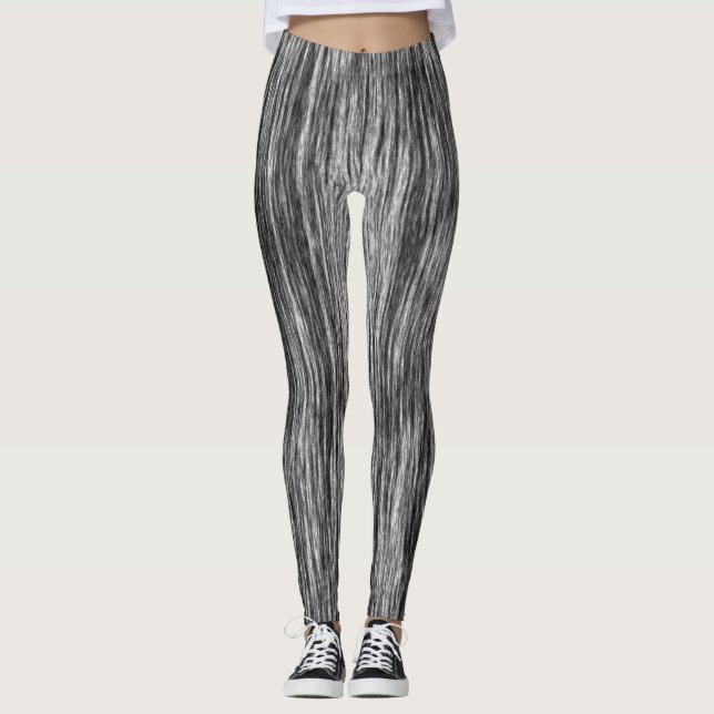 Moderner Schwarz-weißer abstrakter Grafikmuster-Ch Leggings (Vorderseite)