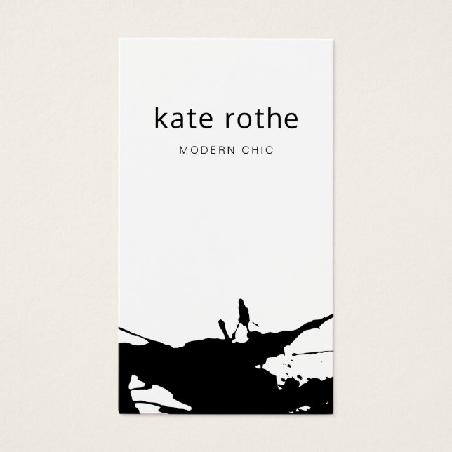 Moderner Schwarz-weißer Abstrakter Spritzer (Vorderseite)