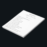 Moderner Schwarz-weißer Elegant Habit Tracker Notizblock<br><div class="desc">Modernes Notizblock in Schwarz/Weiß mit einem einfachen Layout mit "Gewohnheitstracker" in eleganter und schicker Kalligrafie mit Ihrem Namen,  einer Zeile für das Datum und einer Checkliste personalisiert mit den Gewohnheiten,  die Sie zu verfolgen gewollt haben.</div>