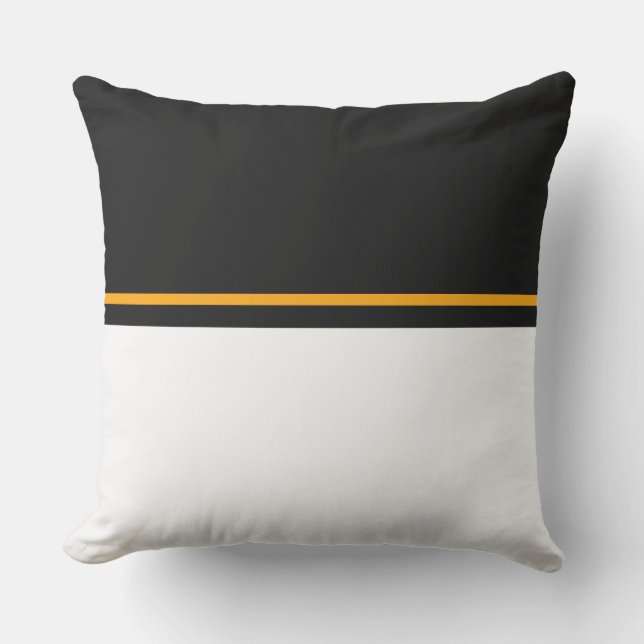 Moderner Schwarz-weißer Farbblock Bright Pinstris Kissen (Vorderseite)
