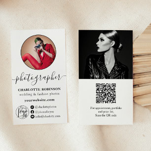 Moderner Schwarz-weißer Foto qr-Code-Logo-Fotograf Visitenkarte