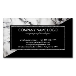 Moderner, schwarz-weißer Marmorstein Magnetische Visitenkarte