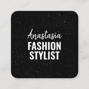 Moderner Schwarz-weißer Minimalistischer Glitzer G Quadratische Visitenkarte