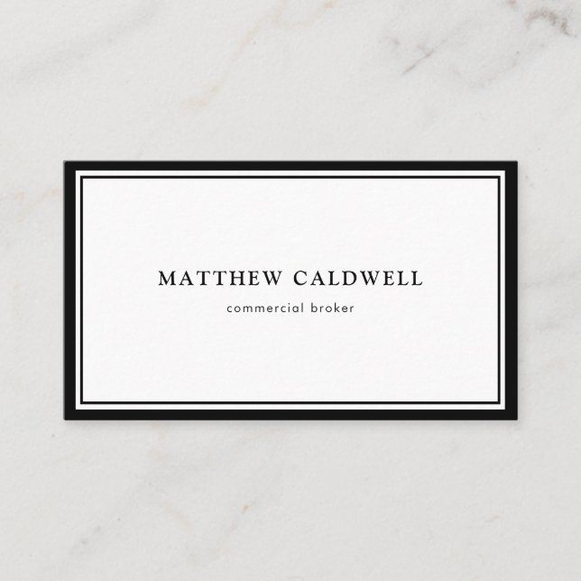 Moderner Schwarz-weißer Minimalistischer Real Anwe Visitenkarte (Vorderseite)