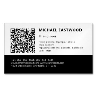 Moderner Schwarz-weißer QR-Code IT Beruflich Magnetische Visitenkarte