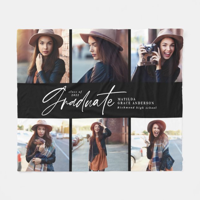 Moderner Schwarz-weißer Script-Abschluss mit mehre Fleecedecke (Vorderseite (Horizontal))