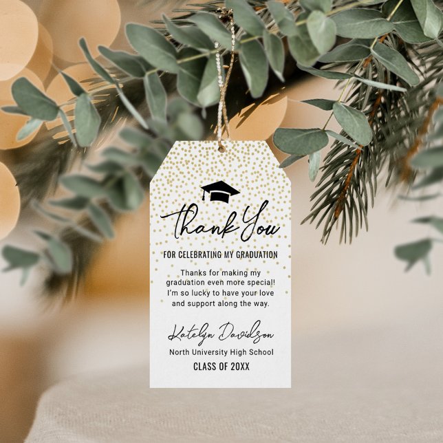 Moderner Schwarzer Abschluss Vielen Dank Gold Conf Geschenkanhänger (Von Creator hochgeladen)