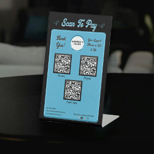 Moderner schwarzer Blue Scan zur Bezahlung von QR- Sockelschild