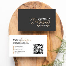 Moderner schwarzer Eleganter Script Typografy QR C