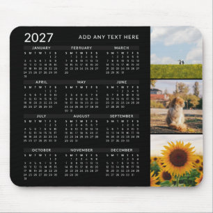 Moderner schwarzer Foto-Personalisierter Kalender Mousepad