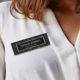 Moderner Schwarzer Glitzer Makeup Artist Friseur S Namenschild